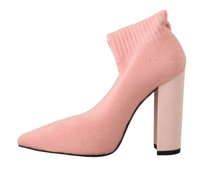 حذاء GCDS أنيق من الجلد السويدي باللون الوردي مع جوارب تحمل الشعار