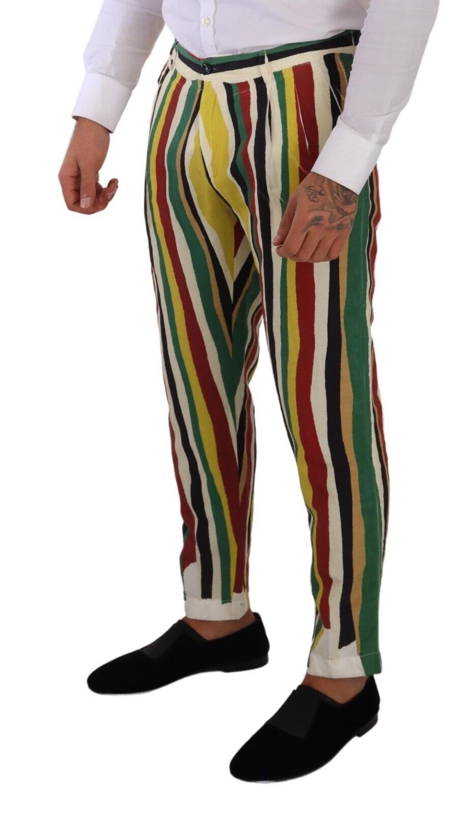 Dolce & Gabbana Multicolor Striped Linen Cotton Pants