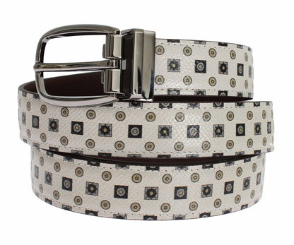 Dolce & Gabbana White Silk Bowtie Leather Men Belt Gift Box