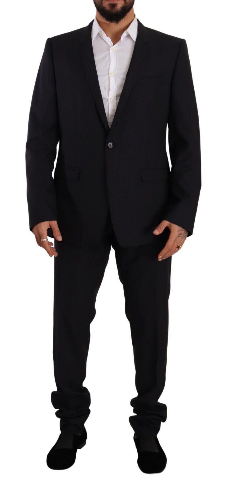 Dolce & Gabbana Blue GOLD Wool Single Breasted 2 Piece Suit