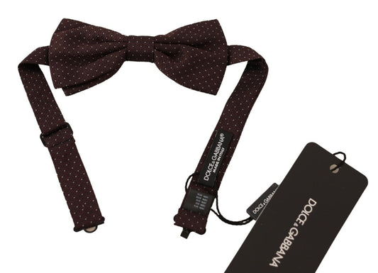 Dolce & Gabbana Elegant Brown Dot Pattern Silk Bow Tie