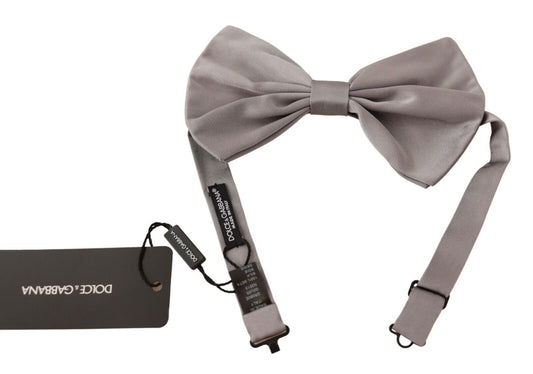 Dolce & Gabbana Elegant Silver Grey Silk Bow Tie