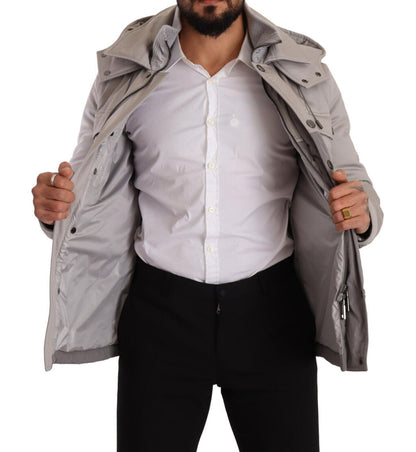 Dolce & Gabbana Gray Cotton Windbreaker Hooded Parka Jacket