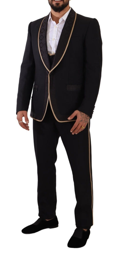 Dolce & Gabbana Elegant Black Silk Blend 3-Piece Suit