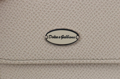 Dolce & Gabbana White Dauphine Leather Holder Pocket Wallet Condom Case