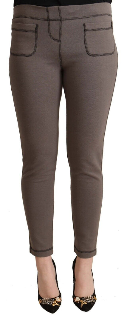 John Galliano Chic Gray Mid Waist Skinny Pants for Sophisticated Style