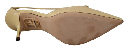 حذاء دولتشي آند غابانا شيك من الجلد بمقدمة مدببة باللون الأصفر الفاتح