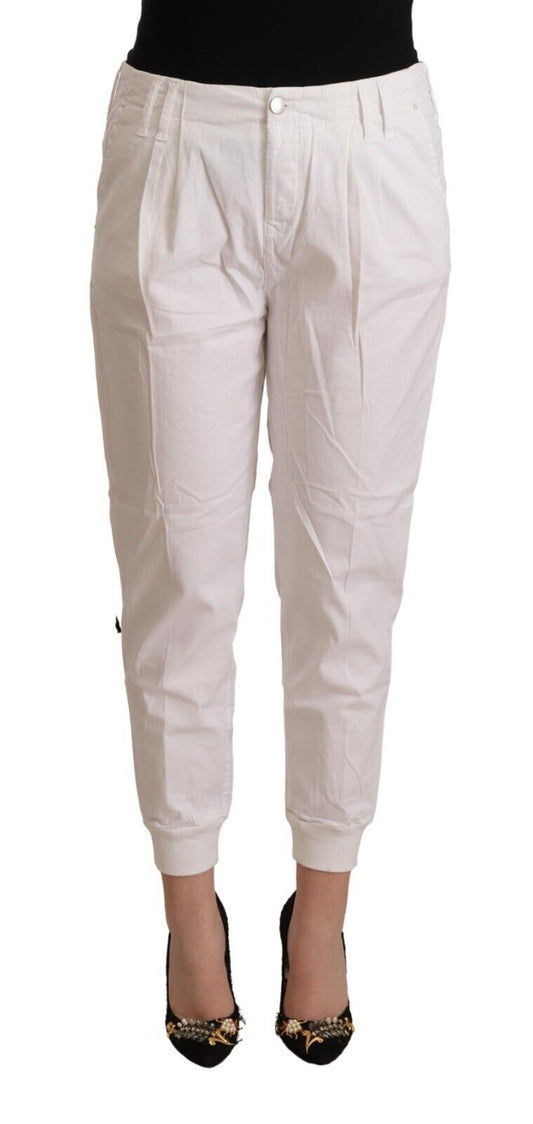 Met Chic White Tapered Cropped Pants
