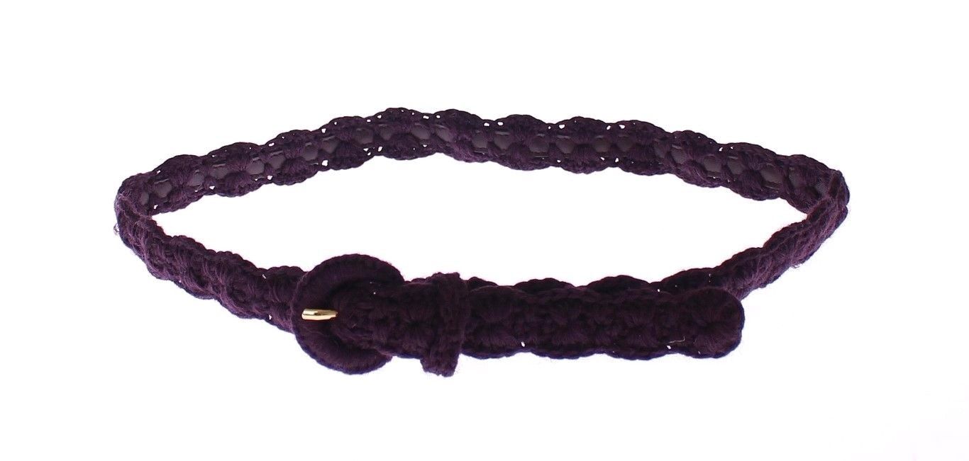 Dolce & Gabbana Purple Cotton Gold Logo Waist Belt
