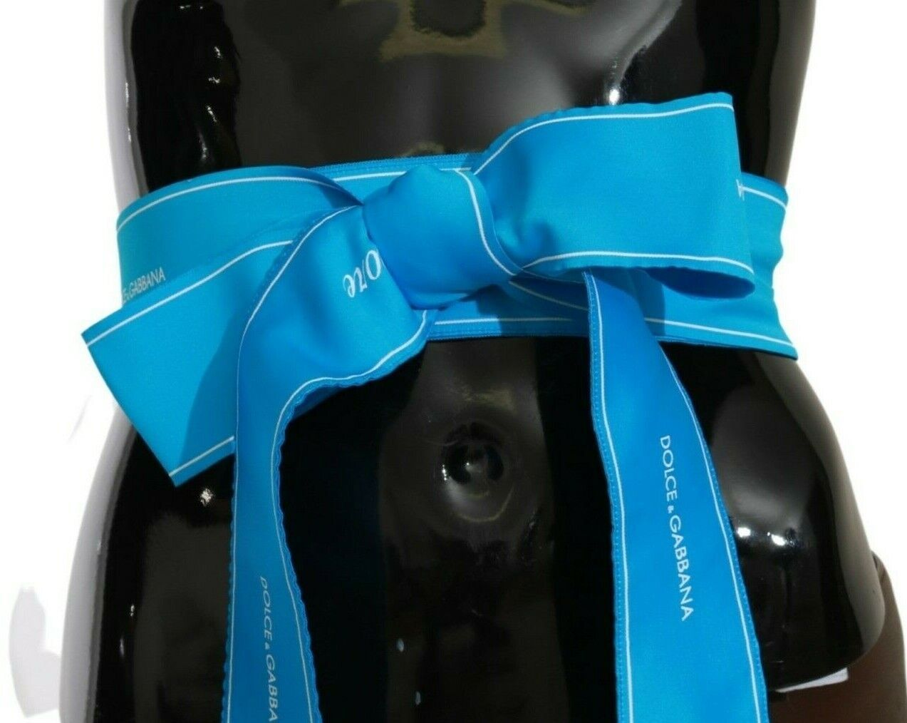 Dolce & Gabbana Blue Waist Ribbon Wide Bow Belt