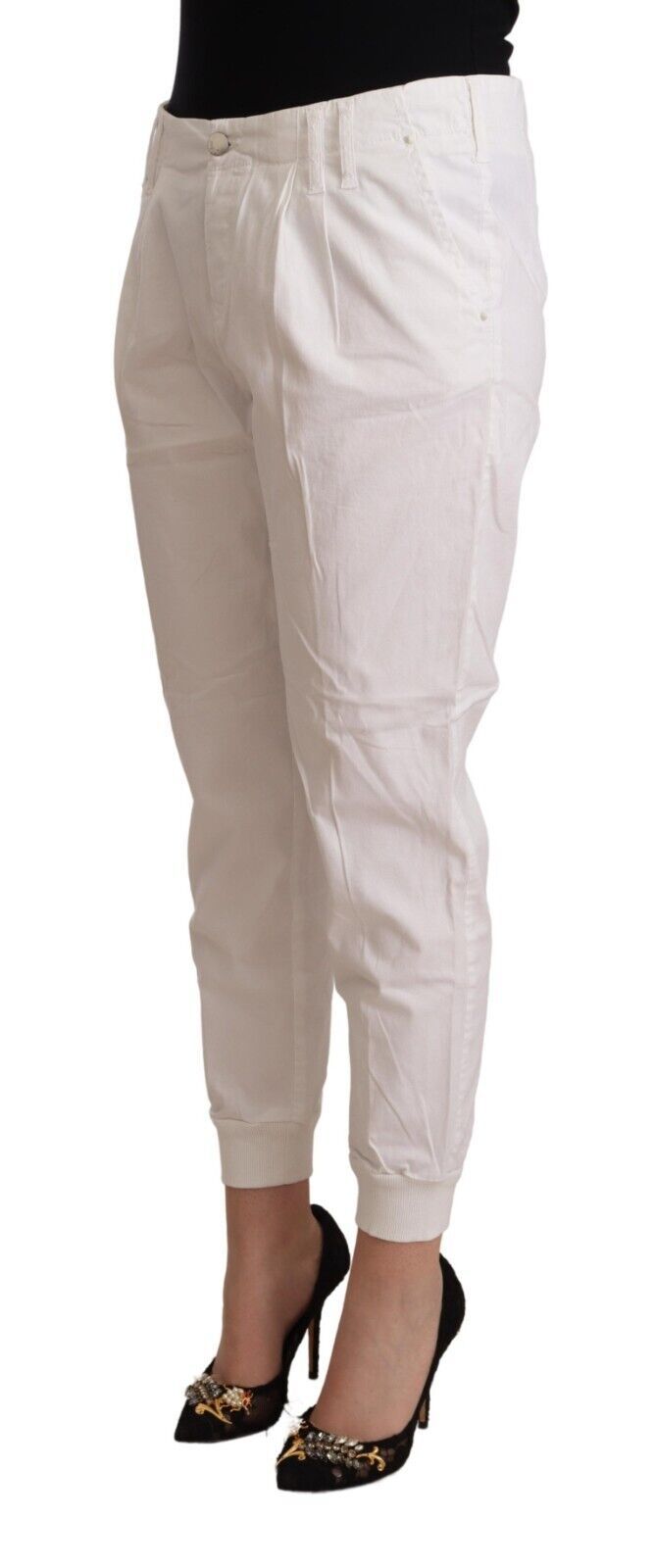 Met Chic White Tapered Cropped Pants