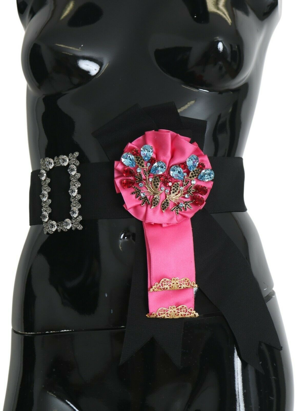 Dolce & Gabbana Elegant Floral Crystal Ribbon Waist Belt