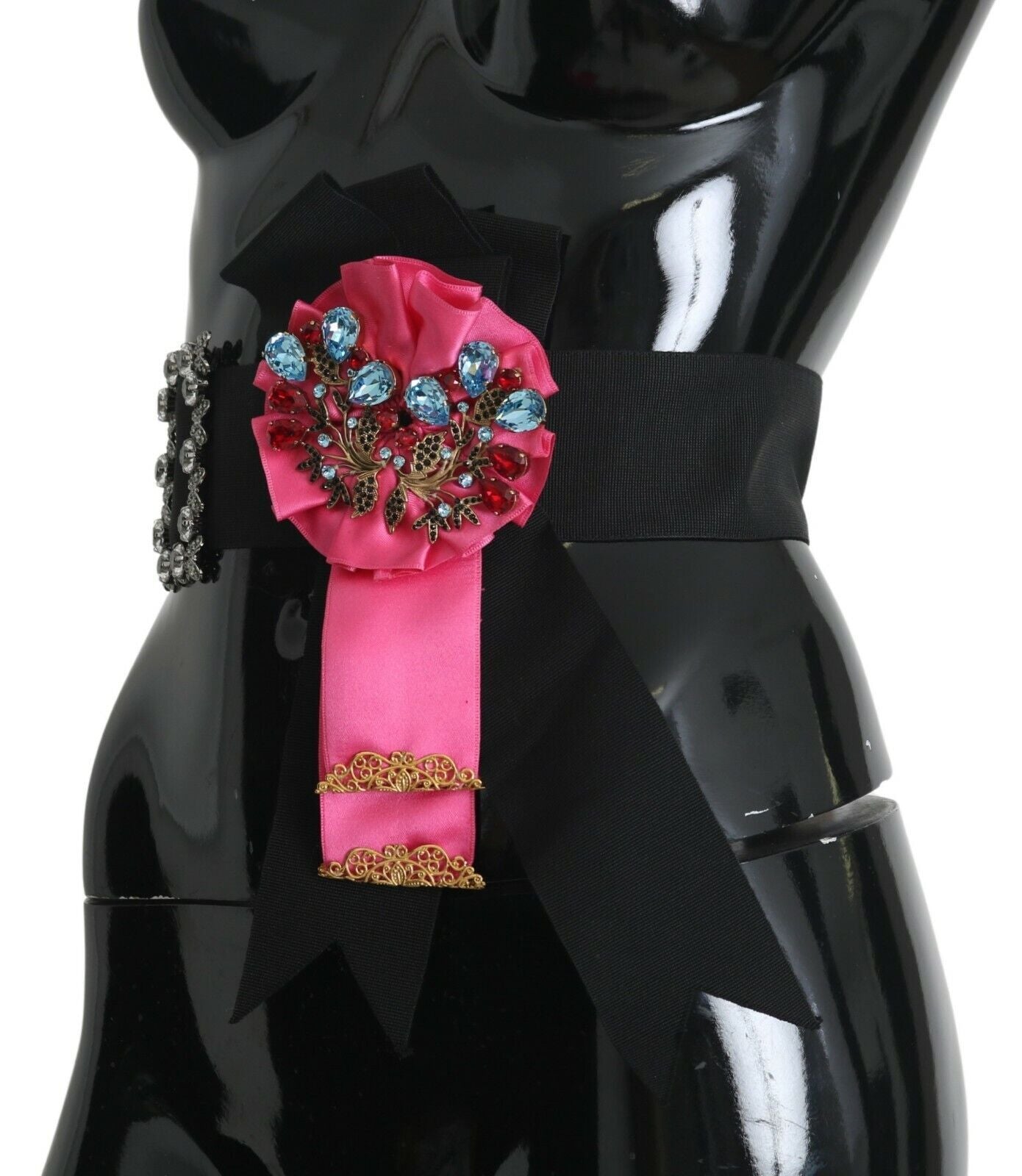 Dolce & Gabbana Elegant Floral Crystal Ribbon Waist Belt