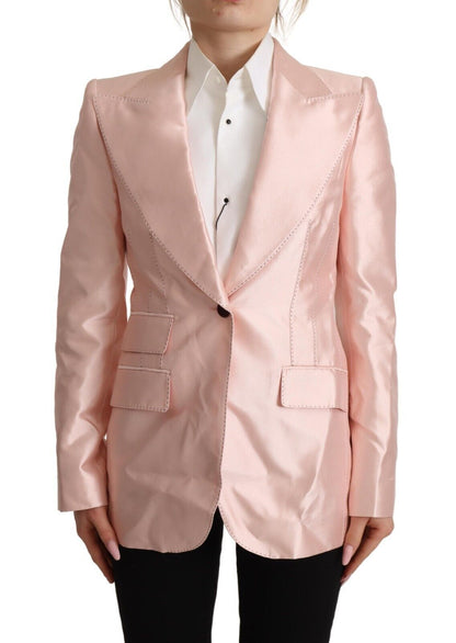 Dolce & Gabbana Elegant Pink Silk Blazer Jacket