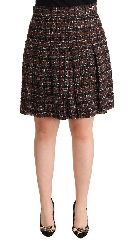 Dolce & Gabbana Chic Brown A-line Pleated Mini Skirt