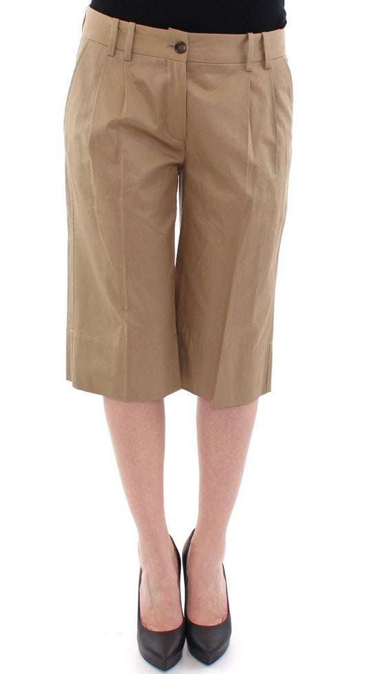 Dolce & Gabbana Beige Solid Cotton Shorts Pants