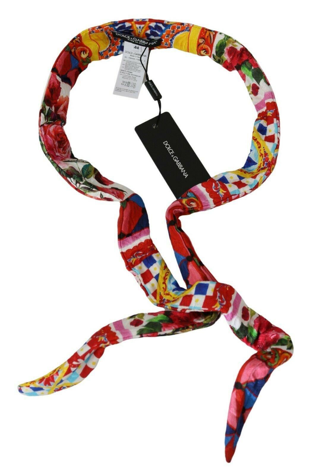 Dolce & Gabbana Multicolor Silk Cotton Carretto Rose Pattern Wrap Belt