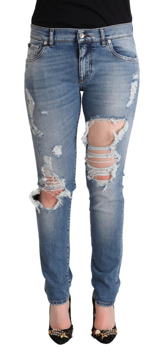 Dolce & Gabbana Chic Distressed Denim Skinny Jeans
