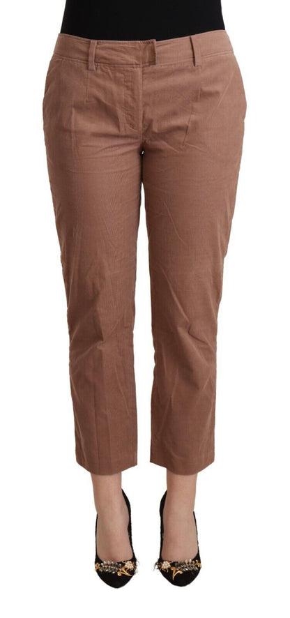 Costume National Brown Cotton Tapered Cropped Pants