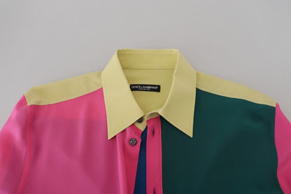 Dolce & Gabbana Elegant Multicolor Silk Button-Down Shirt