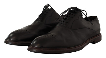 Dolce & Gabbana Black Leather Mens Lace Up Derby Shoes