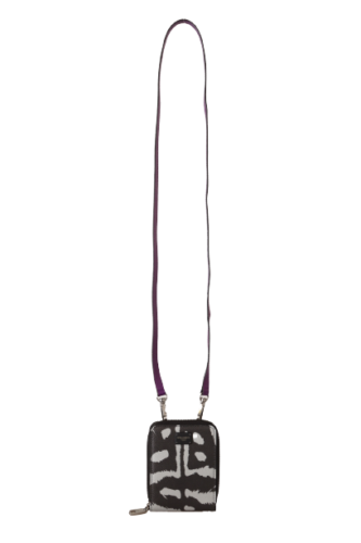 Dolce & Gabbana Black Tiger Leather Mini Bifold Sling Purse Wallet