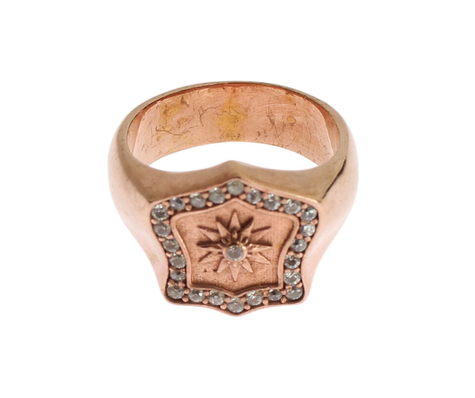 Nialaya Chic Pink Gold Plated Sterling Silver Ring