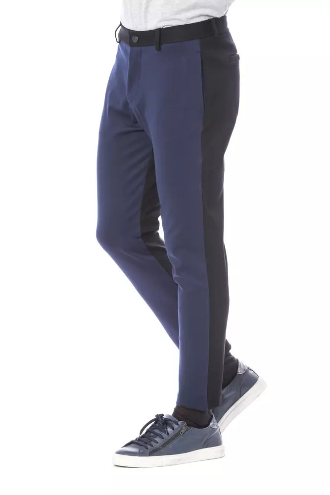 Verri Sleek Blue Slim Fit Elasticized Trousers