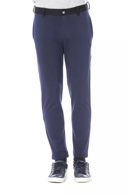 Verri Sleek Blue Slim Fit Elasticized Trousers