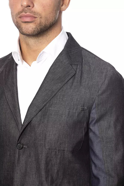 Verri Sleek Single Breasted Gray Blazer for Men