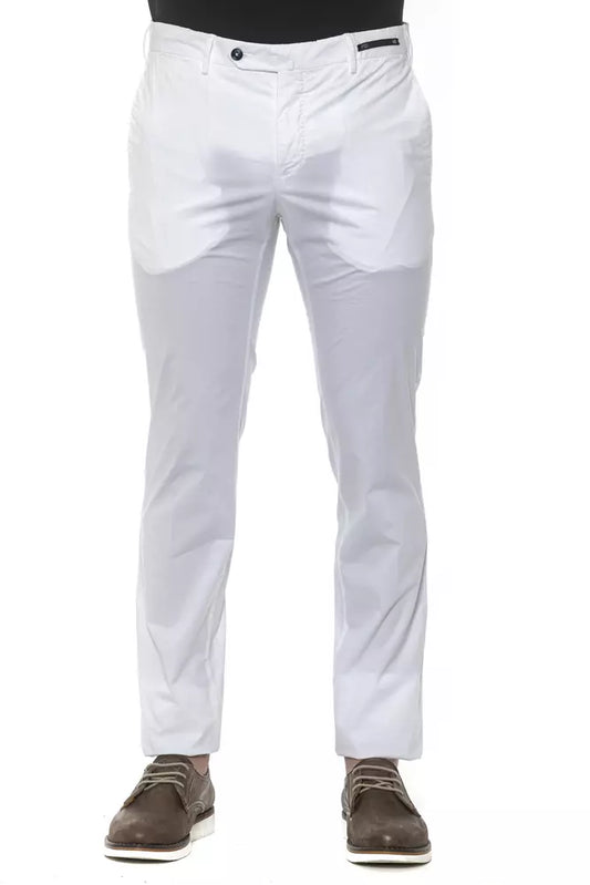 PT Torino Chic White Super Slim Men's Trousers