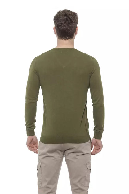 Conte of Florence Classic V-Neck Cotton Sweater in Lush Green