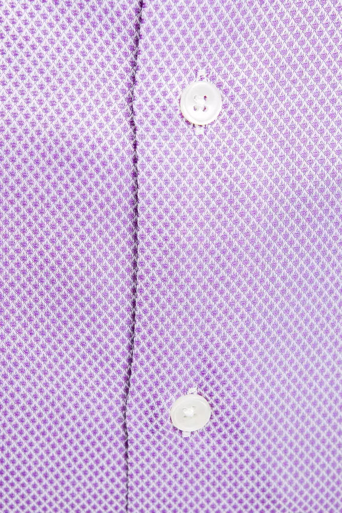Robert Friedman Chic Pink Cotton Slim Collar Shirt for Men