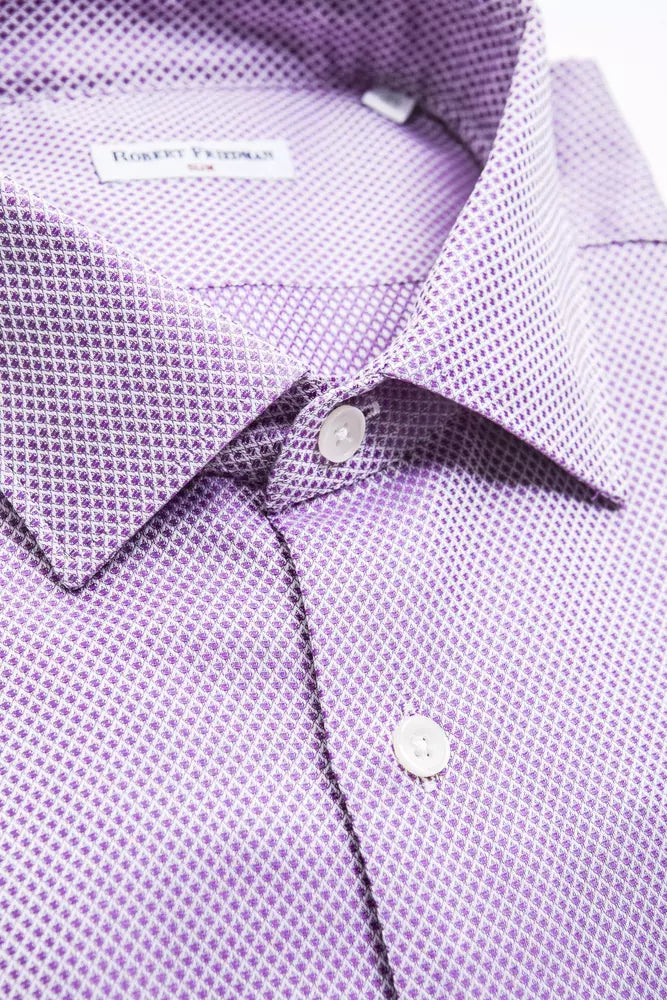 Robert Friedman Chic Pink Cotton Slim Collar Shirt for Men