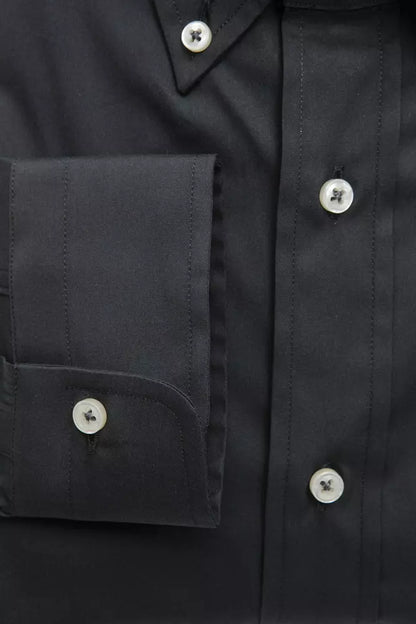 Robert Friedman Elegant Gray Button-Down Regular Men's Shirt