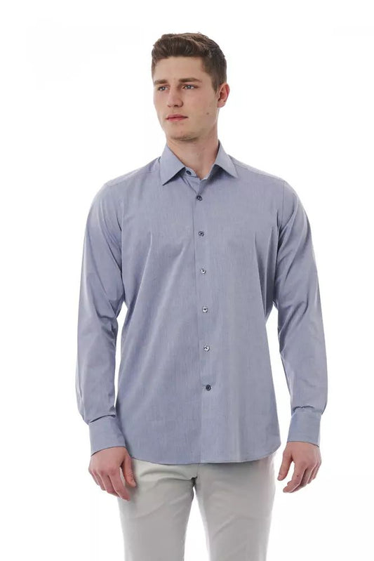 Bagutta Elegant Gray Italian Collar Cotton Shirt