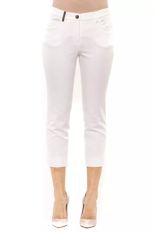 Peserico Chic High-Waist Ankle Pants in White