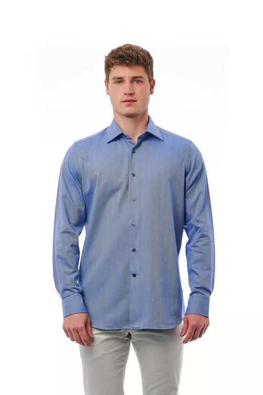 Bagutta Elegant Light Blue Regular Fit Italian Collar Shirt