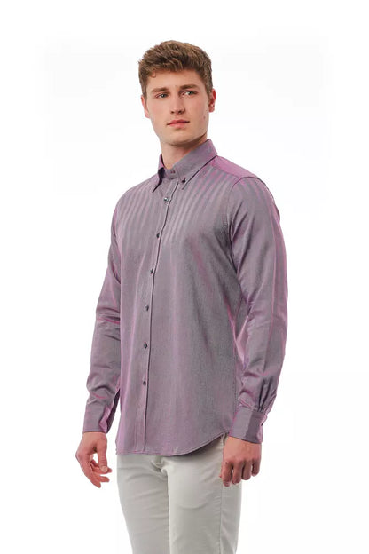 Bagutta Elegant Burgundy Cotton Button-Down Shirt