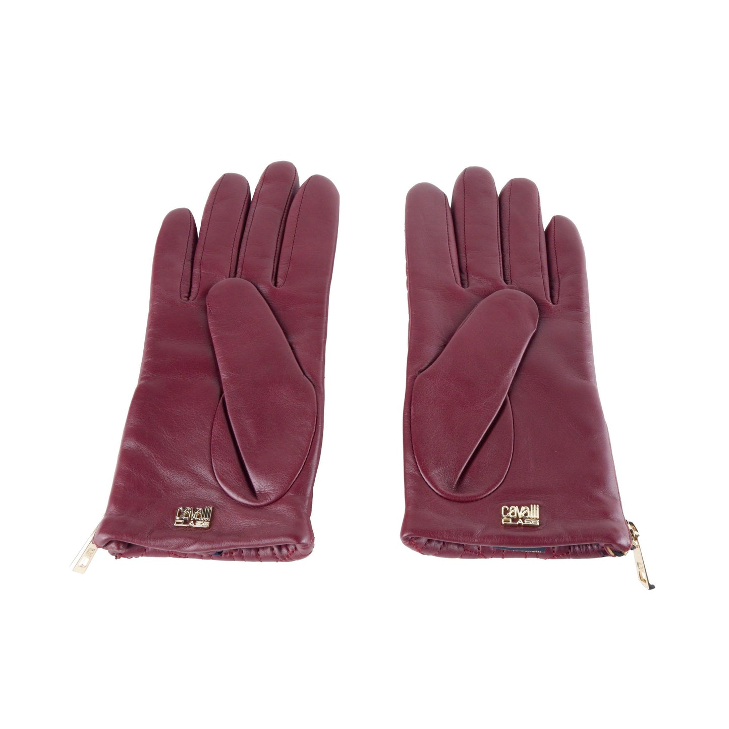 Cavalli Class Elegant Burgundy Lambskin Gloves
