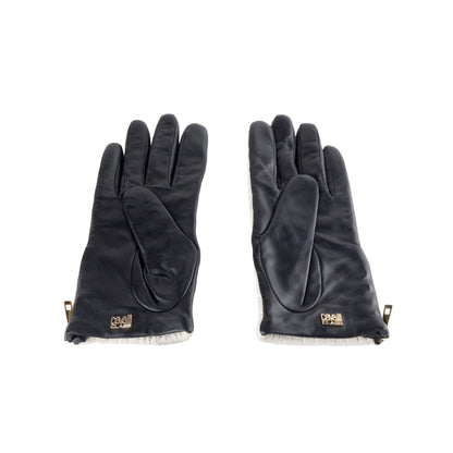 Cavalli Class Gray Leather Di Lambskin Glove
