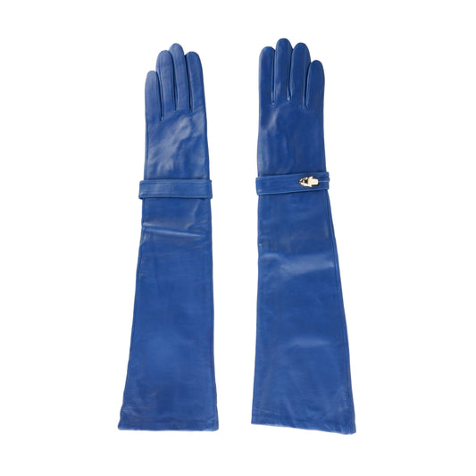 Cavalli Class Elegant Blue Leather Gloves