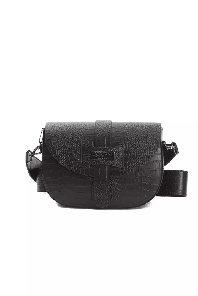Pompei Donatella Chic Crocodile-Print Leather Crossbody Bag