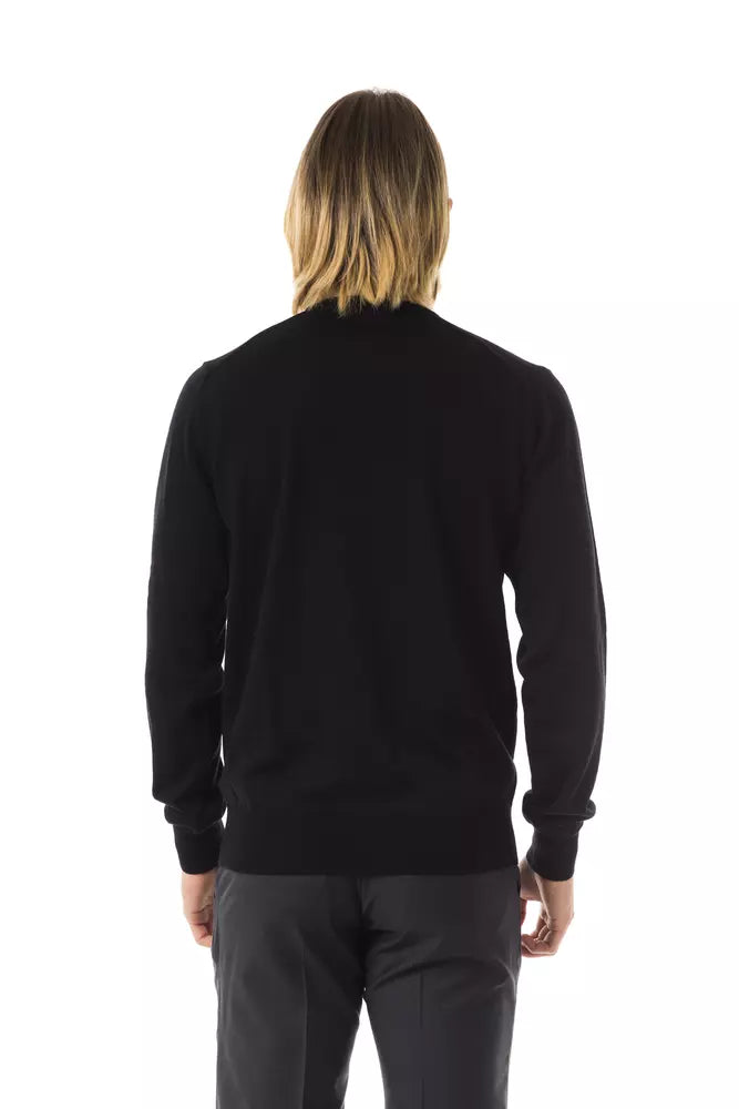 Uominitaliani Black Merino Wool Sweater