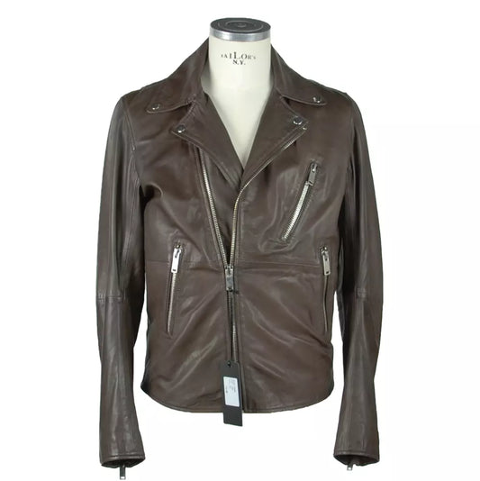 Emilio Romanelli Refined Brown Leather Jacket