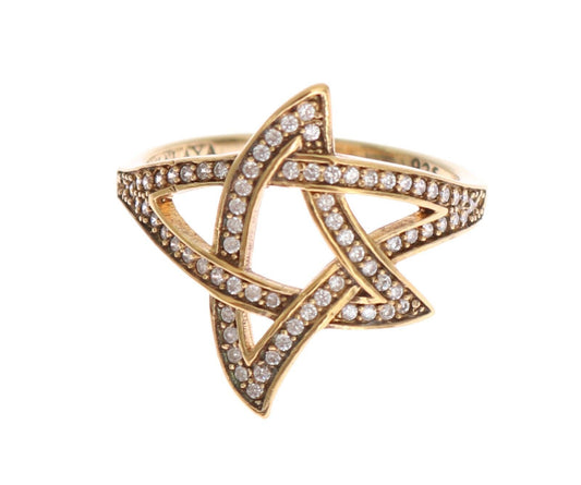 Nialaya Elegant Gold CZ Crystal Embellished Ring