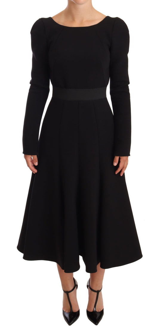 Dolce & Gabbana Elegant Black Stretch Sheath Mid-Calf Dress